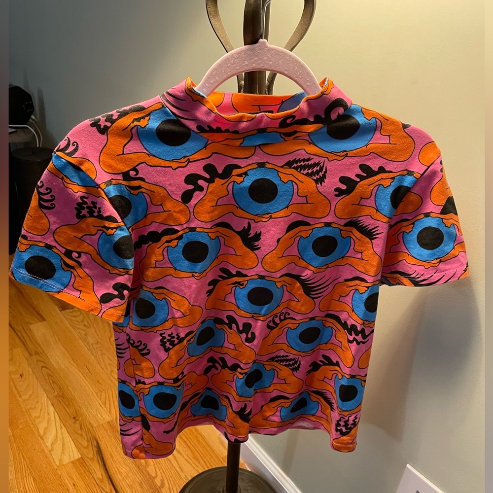 Psychedelic eye mock neck tee